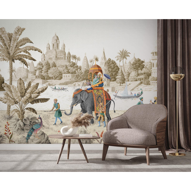Papier peint exotique «Panorama», L 110,04 po x l 163 po, Brun