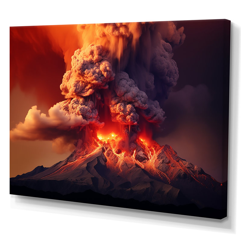 " Volcano Volcanic Explosion IV ", Wrapped Canvas, 12" H x 20" W x 1" D