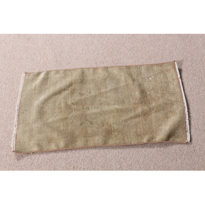 Petit tapis turc rétro Oushak en laine brune pour porte d'entrée et plancher de designer