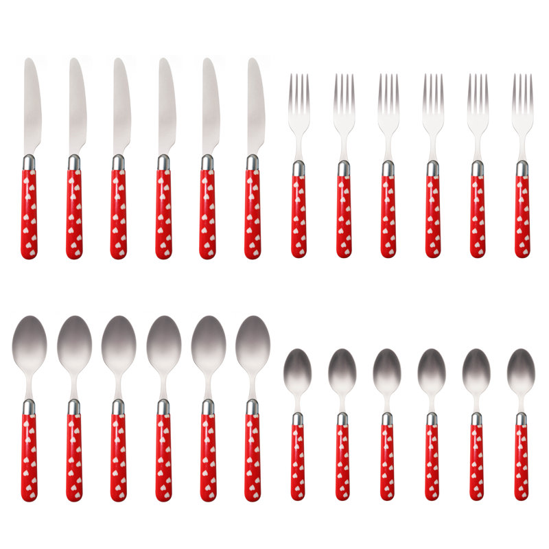 Mccurdy 24 Piece 18/10 Stainless Steel Cutlery Set, Service for 6, Red
