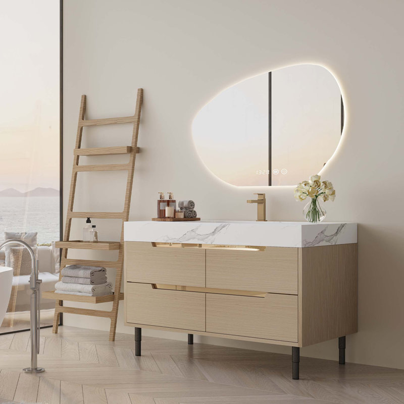 Modern Bathroom Vanity with Sintered Stone Top and Undermount Sink