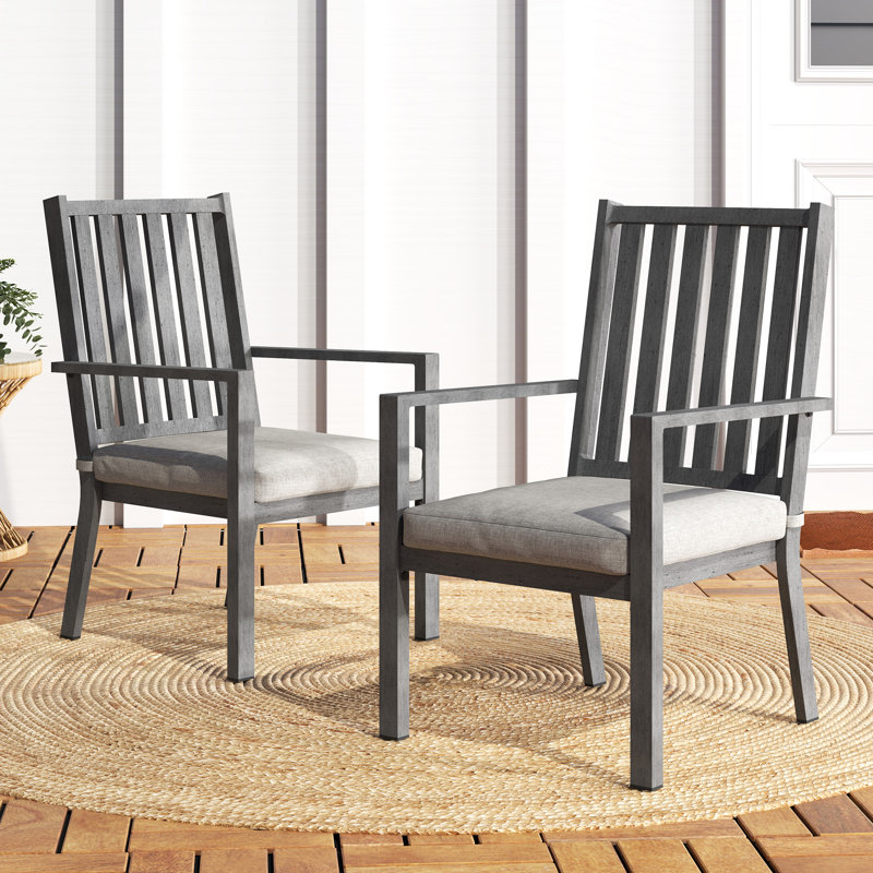 Chaises de salle à manger d'extérieur en aluminium toutes saisons de qualité supérieure avec coussins, Gris