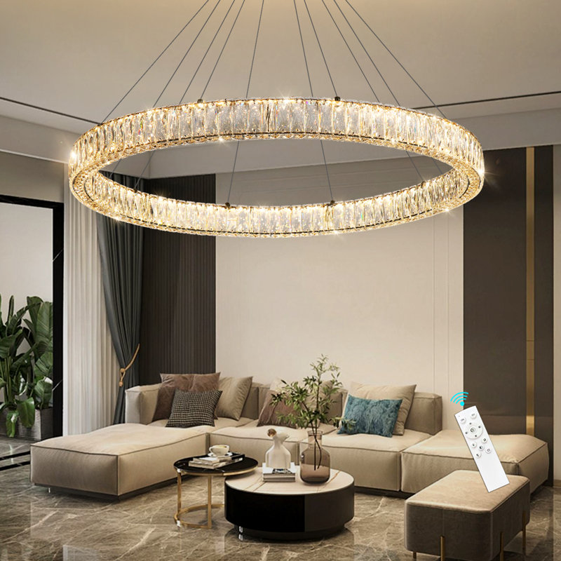 Glam Modern Large Ring Led Chandelier, Matte Black