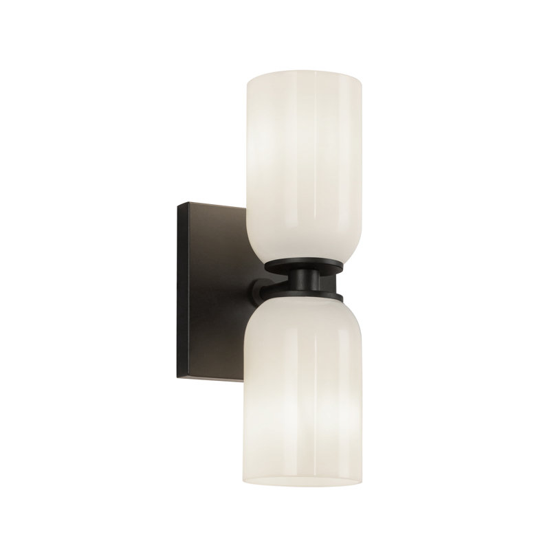 Nola Steel Armed Sconce, Glossy Opal