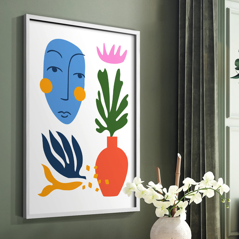 Matisse CDXLV III, reproduction d'art encadrée - bois massif, Cadre simple blanc, H 28 po x l 22 po