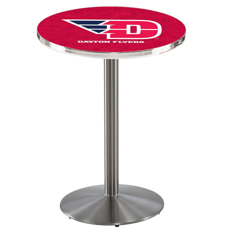Round Metal Base Dining Table, Stainless Steel, University of Dayton