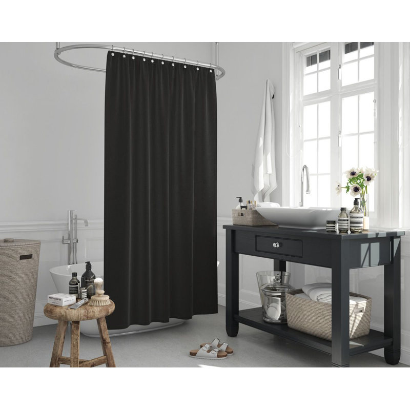 Shower Curtain with Hooks Included, Black
