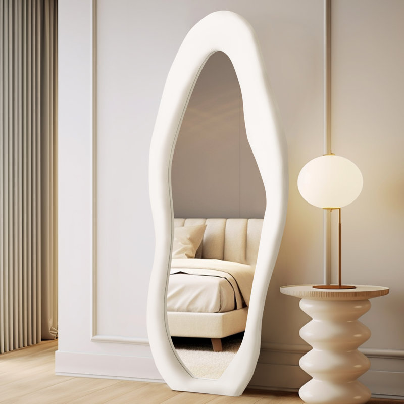 Miroir de plancher Farkhan, Blanc / Blanc, 63 po x 24 po