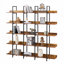 Bibliothèque à 5 niveaux avec bureau ouvert, étagère de style industriel rétro-266371303