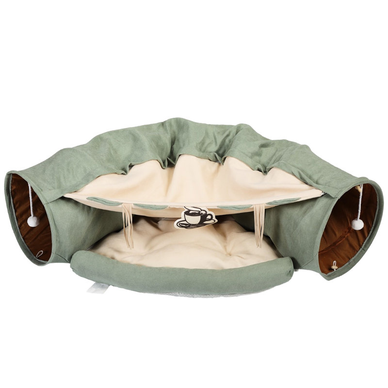 Nid pour animaux de compagnie avec tunnel télescopique Confortable, tissu, coton PP doux, lit extensible pour chat amovible et confortable