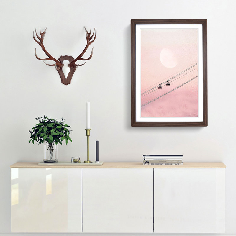 Cable Car to the Moon - Picture Frame Painting Print, 36cm H x 27cm W x 2cm D, Walnut Framed