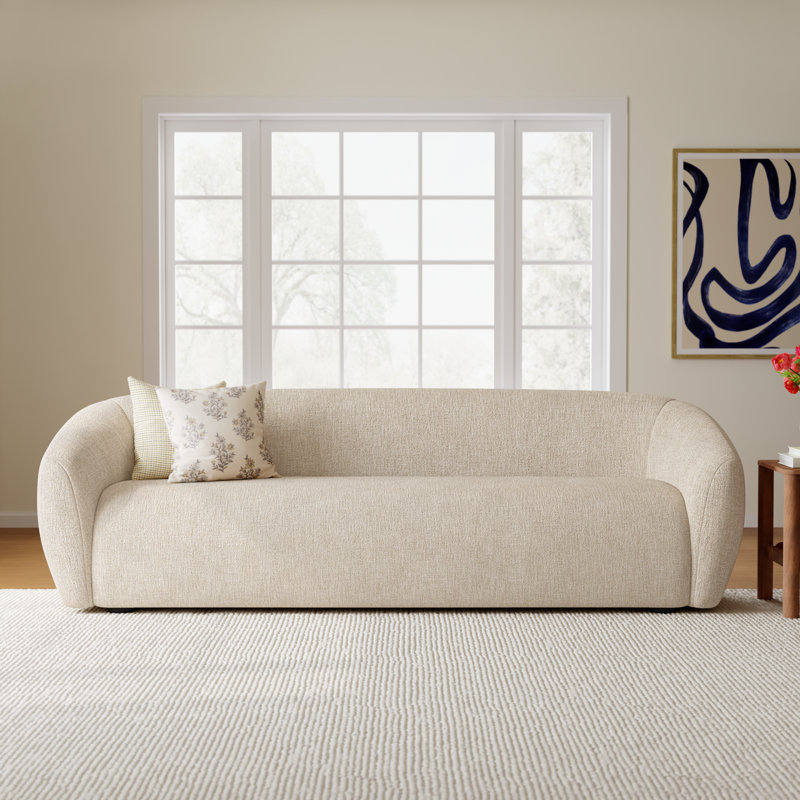 Upholstered 100'' Sofa, Yuma Cream 96% Polyester/4% Acrylic