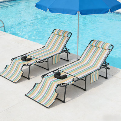 2 Piece Folding Chaise, Portable Reclining Chair
