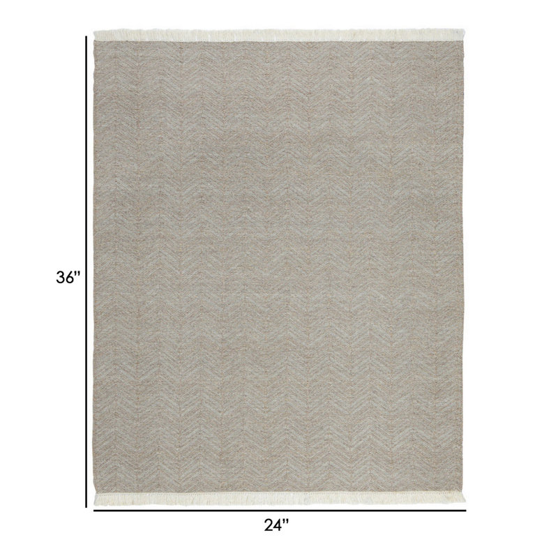 Light Grey Herringbone Handwoven Reversible 4' x 6' Rug