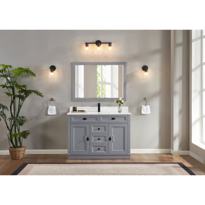 48" Solid Wood Single Bathroom Vanity with 1" Engineered Marble Top