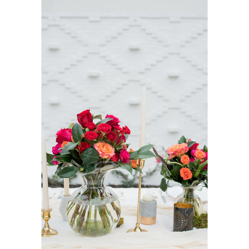 Hibiscus Glass Vase, Clear, Overall height- 12''