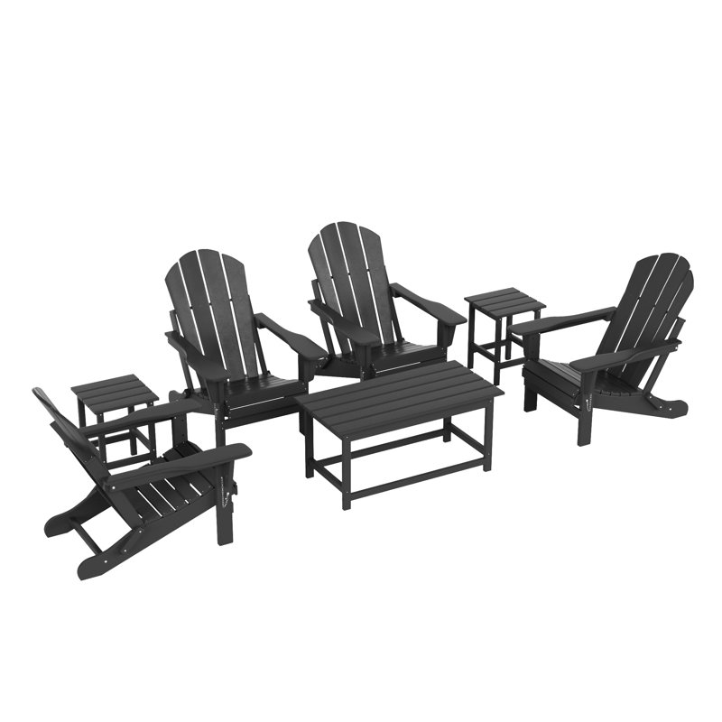 Laguna Foldable Outdoor Adirondack Chair With Table, Gray