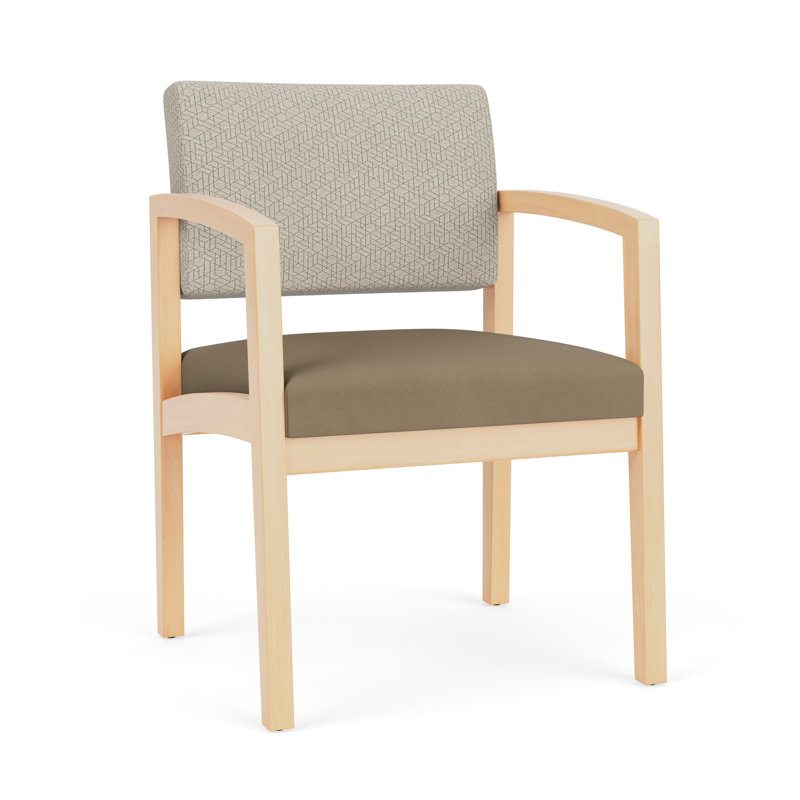 Chaise d'invité en bois Lenox, Naturel, BACK: Blueprint Fog; SEAT: Patriot Plus Sea