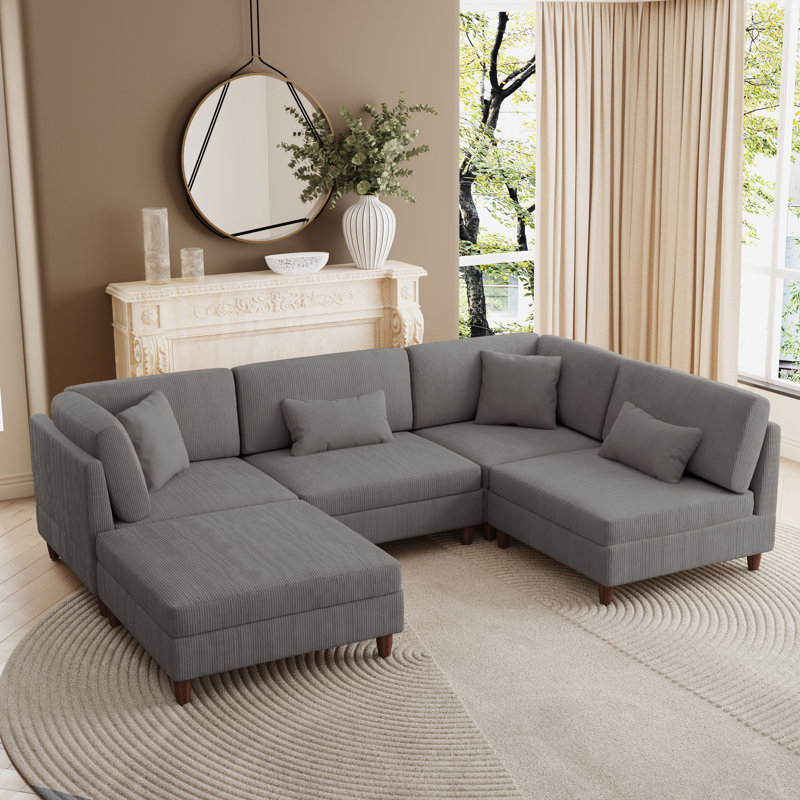 Seemab Modular Corner Sofa, Light Grey
