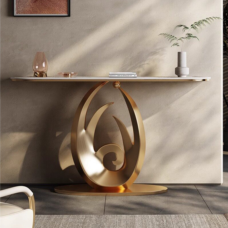 Console légère en métal de style luxueux., H 33,4 po x l 59 po x P 13,7 po