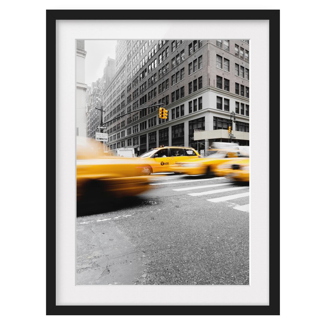 Gerahmtes Papierbild Rasantes New York