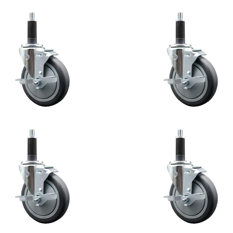 Ensemble de roulettes extensibles pivotantes en caoutchouc thermoplastique avec frein 1 po SCC