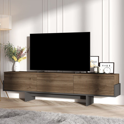 Meuble télé 70,9 po x 17,6 po x 11,8 po Modern | 100% panneau de particules enduit de mélamine, épaisseur: 0,7 pouce | Conception géométrique élégante, parfaite pour le salon et les espaces de divertissement, durable et élégante