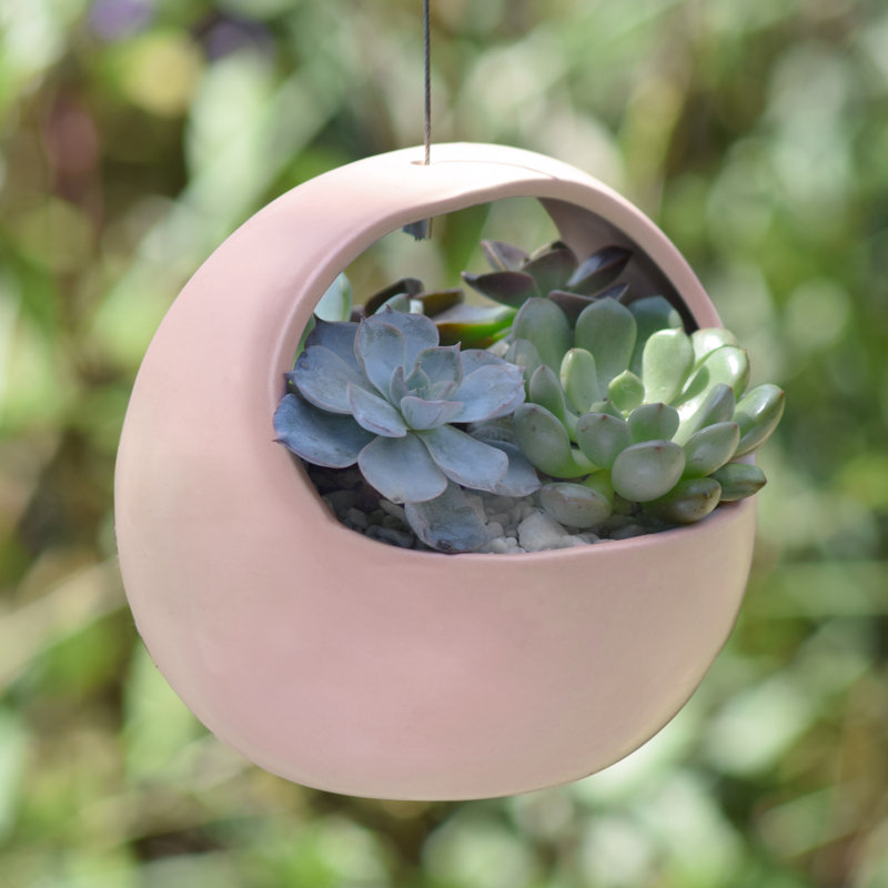 Pot à fleurs suspendu en céramique Tarvo, Corail
