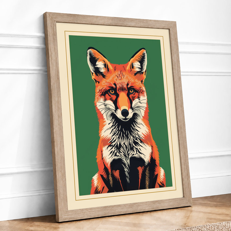 Fox Gaze Modern - Framed Print, A3 - 42.0 x 29.7 cm, Oak