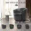 Leather Upholstered Swivel Barrel Chair—No Assembly Required-1311554430