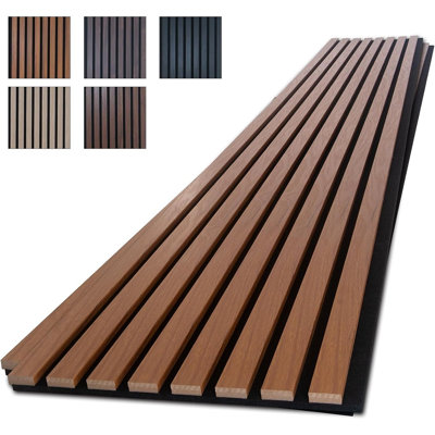 Wood Slat Acoustic Wall Panels for Interior Décor, Sound Absorbing Wood Wall Paneling, Noise Reducing Wall Décor, Teak