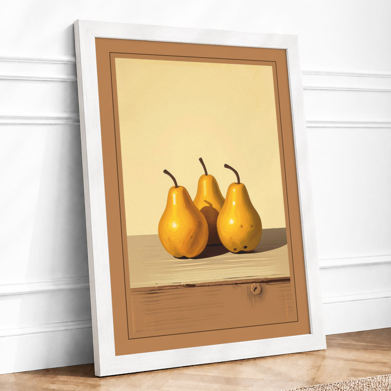 Three Golden Pears Minimalist - Print, A3 - 42.0 x 29.7 cm, White