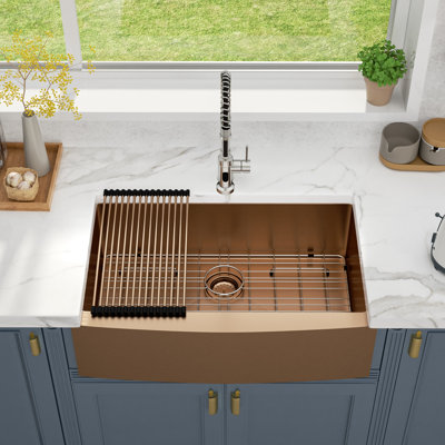 30" L x 21" W Farmhouse Kitchen Sink Stainless Steel Sink Single Bowl Kitchen Sink