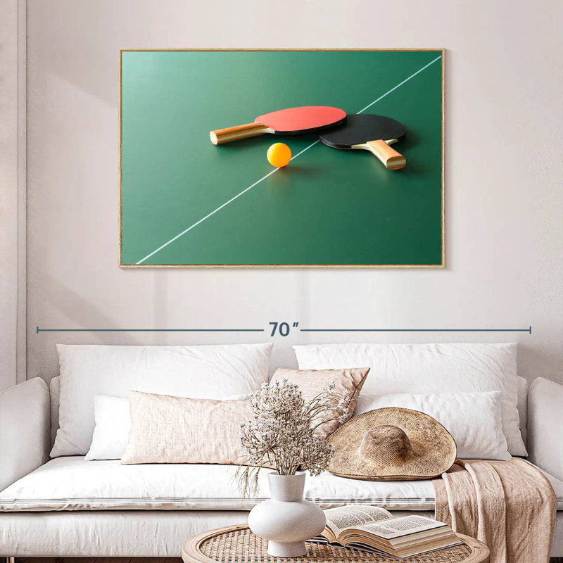 Pingpong Gear Set, 46" X 31", Floating Frame Natural Wood