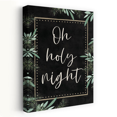 Oh Holy Night - Contemporary Oh Holy Night Text Religious Christmas Art Black Background Art