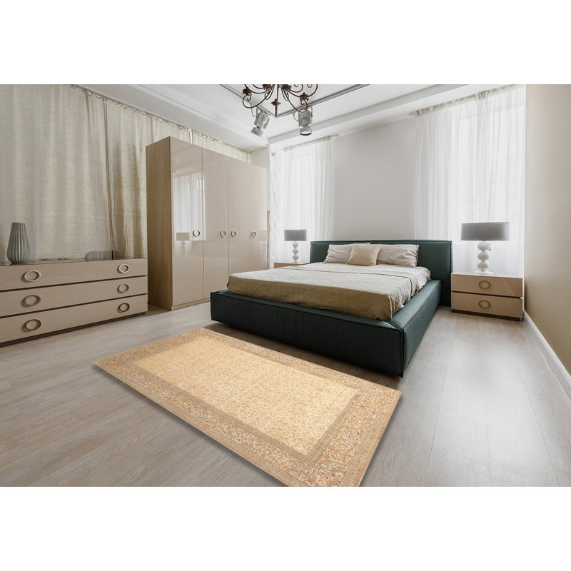 Tapis de zone crème contemporaine, Rectangle 5 pi x 7 pi