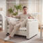  Ensemble de 2 fauteuils d'appoint surdimensionnés de 42,1 po avec siège de 33,6 po de largeur, dossier ergonomique 120 °, 2 coussins de salon, chenille-1578642831