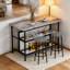 Îlot de cuisine avec tablettes de rangement et de sièges, table à hauteur de comptoir en grain de bois avec 2 tabourets de bar pour la cuisine, table de bar moderne de 3 pièces et chaises pour 2 pour petits espaces-1954828214