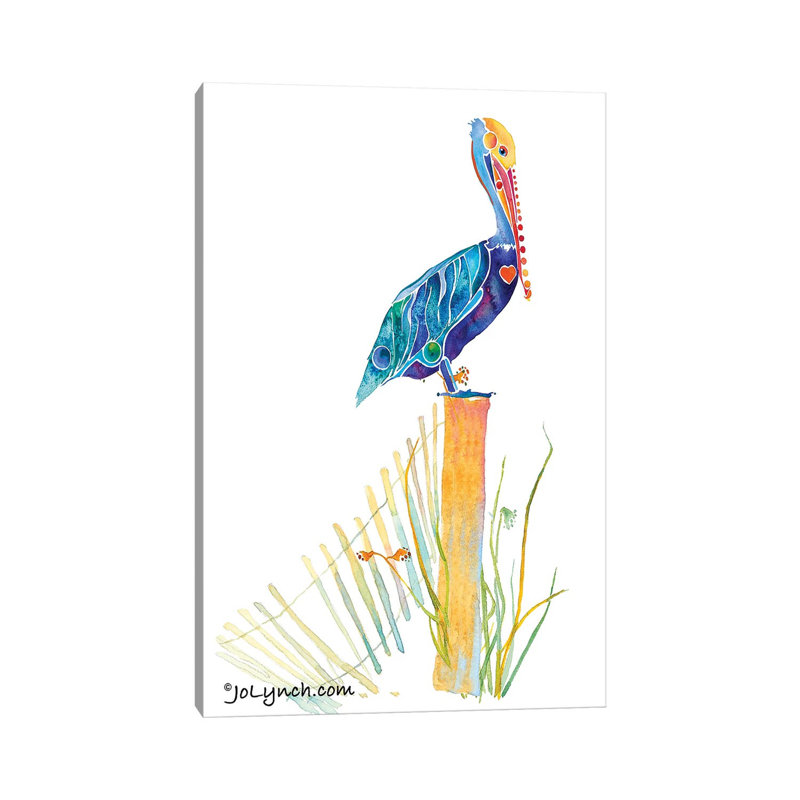 Pelican Beach by Jo Lynch - Wrapped Canvas Gallery-Wrapped Canvas Giclée, 30.48cm H x 20.32cm W