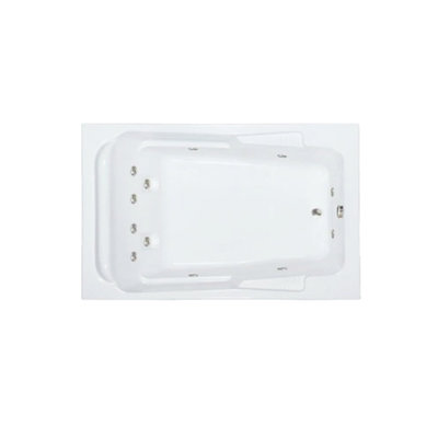 72" L x 48" W Drop In Whirlpool Acrylic Bathtub with Reversible Drain in White