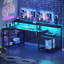 181CM L-Shaped Corner Table With Power Socket LED Light, Gaming Table With Long Monitor Stand, Large Computer Table-1052294954