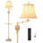 Traditional LED Floor Lamp With 350° Adjustable Swing Arm Lamp – Vintage Standing Pole Lamp For Living Room, Bedroom And Office – Rustic Upright Floor Light For Home Décor With Silk Fabric Shade-695417593