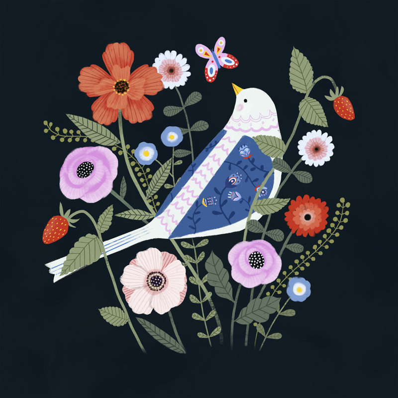 Folk Garden I - Wrapped Canvas Print, 122cm H x 122cm W