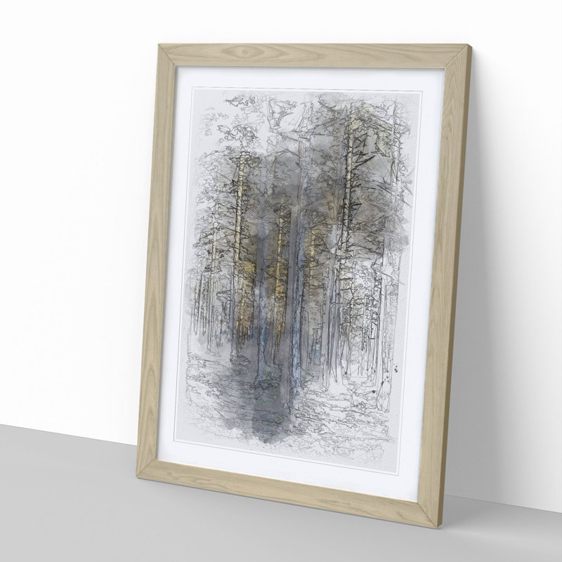 Sunlight Forest Vol.3 Sketch - Framed Print, 65cm H x 48cm W x 2cm D, Oak