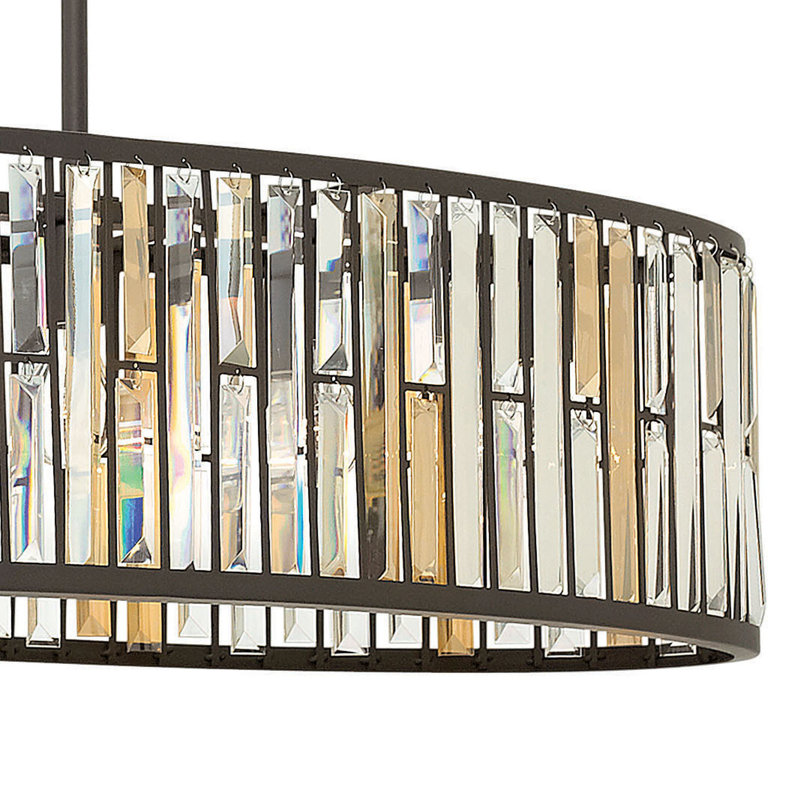 Gemma 6 - Light Unique / Statement Geometric Chandelier with Crystal Accents, Vintage Bronze
