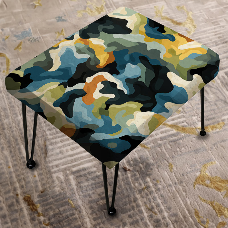 Repose-pieds artistique vert et bleu - Camouflage