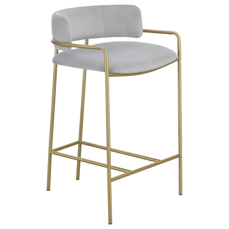 Tabouret de bar moderne Tabouret rembourré en velours élégant et confortable avec structure en métal doré, parfait pour tout espace.