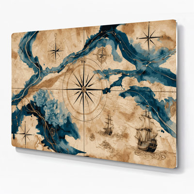 Art nautique brun, "Nautical navigation route"