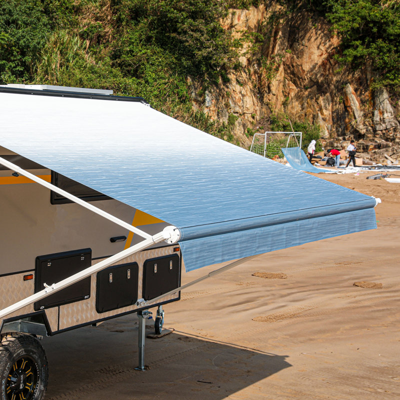 Retractable RV/Patio Awning, Blue, 120" W x 96" D