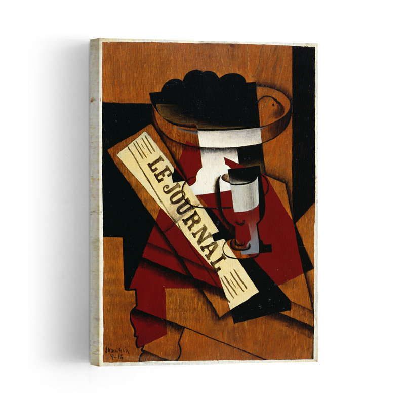 Coupe de fruits et journal, 1916. Estampe d'art mural abstrait contemporain, H 18 po x l 12 po